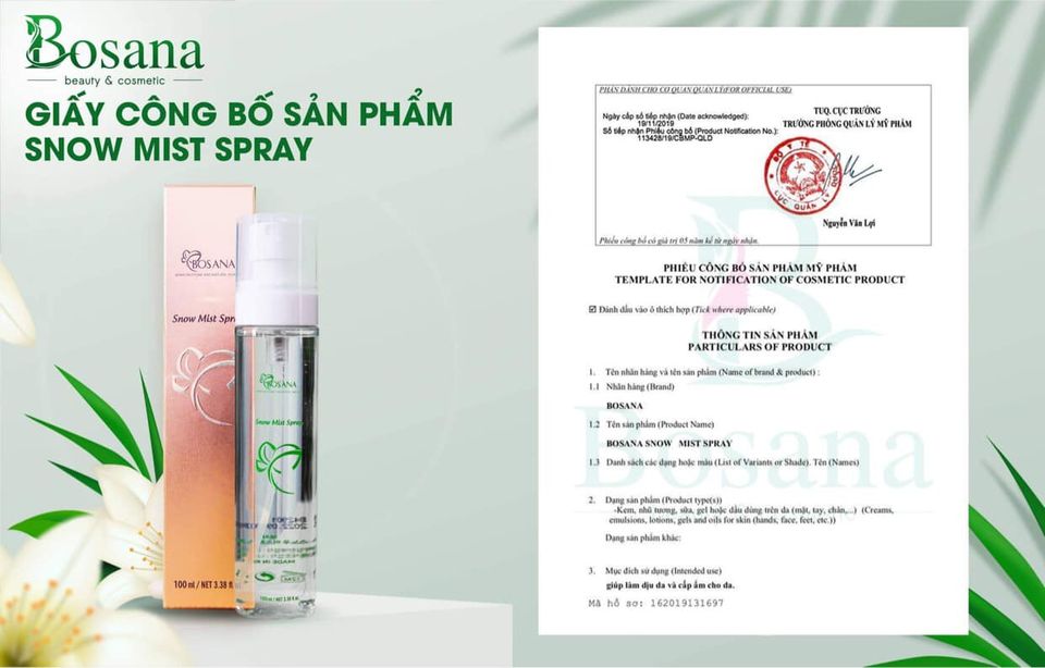 Xịt khoáng Snow Mist Spray Bosana